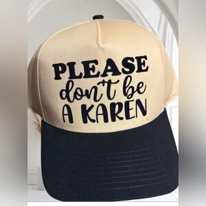 Beige and Blue Graphic Cap please don’t be a Karen
